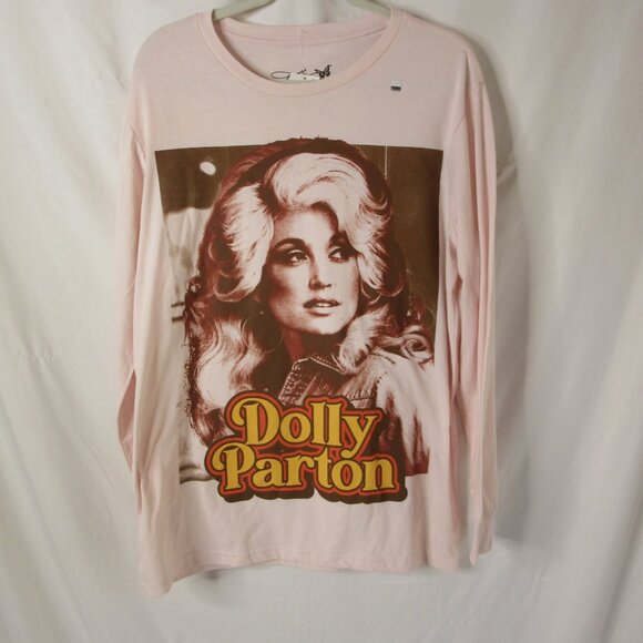 Dolly Parton Tee T Shirt Long Sleeve Pink Dolly Fan Butterfly Size Large NWT - Picture 9 of 9